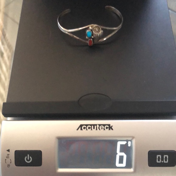 VTG NAVAJO TURQUOISE CORAL STERLING D CUFF AMERICAN INDIAN - Picture 5 of 12